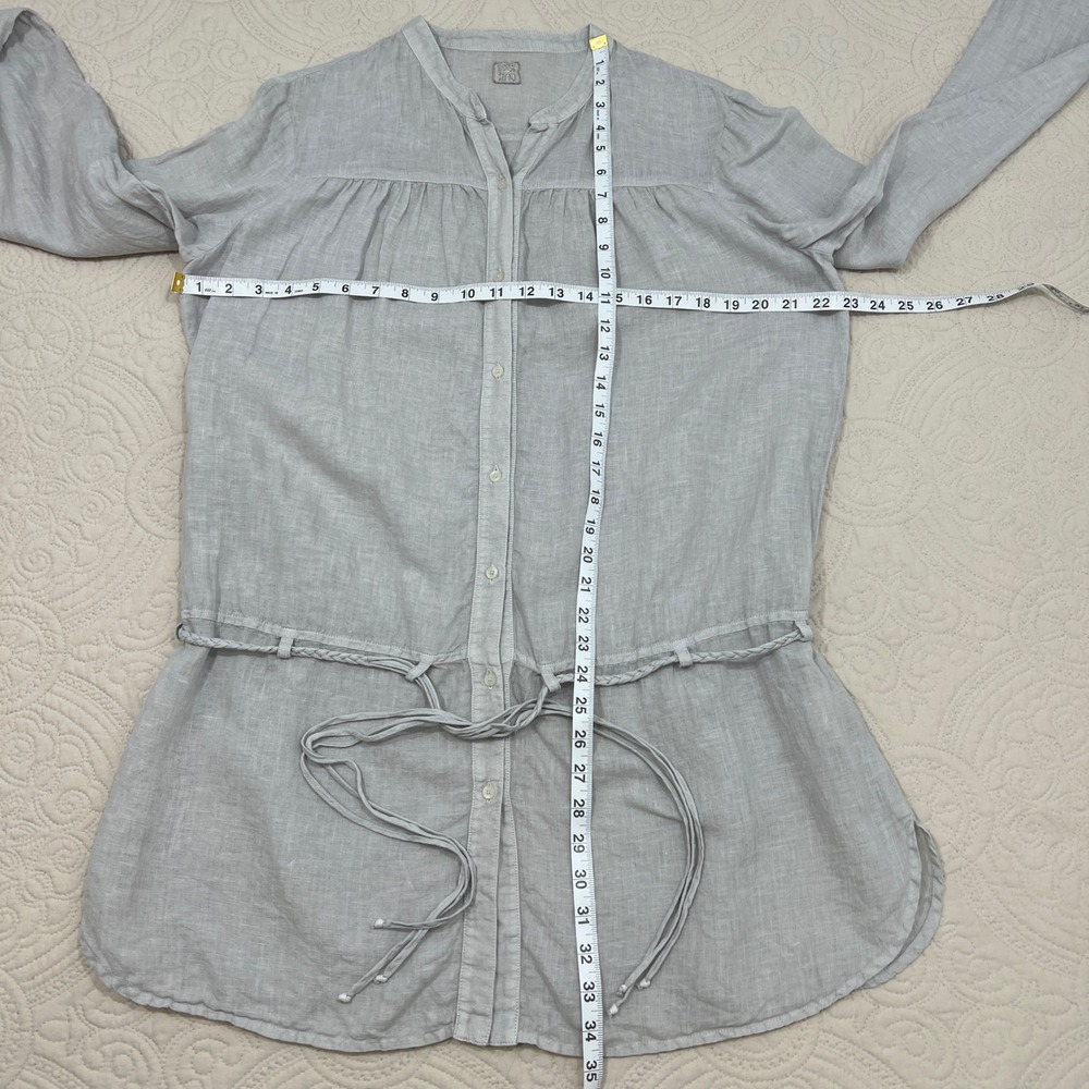 120% Lino Grey 100% Linen Tunic Blouse Braided Tie Waist IT 48 US‎ XL 0127915517 - Picture 7 of 8